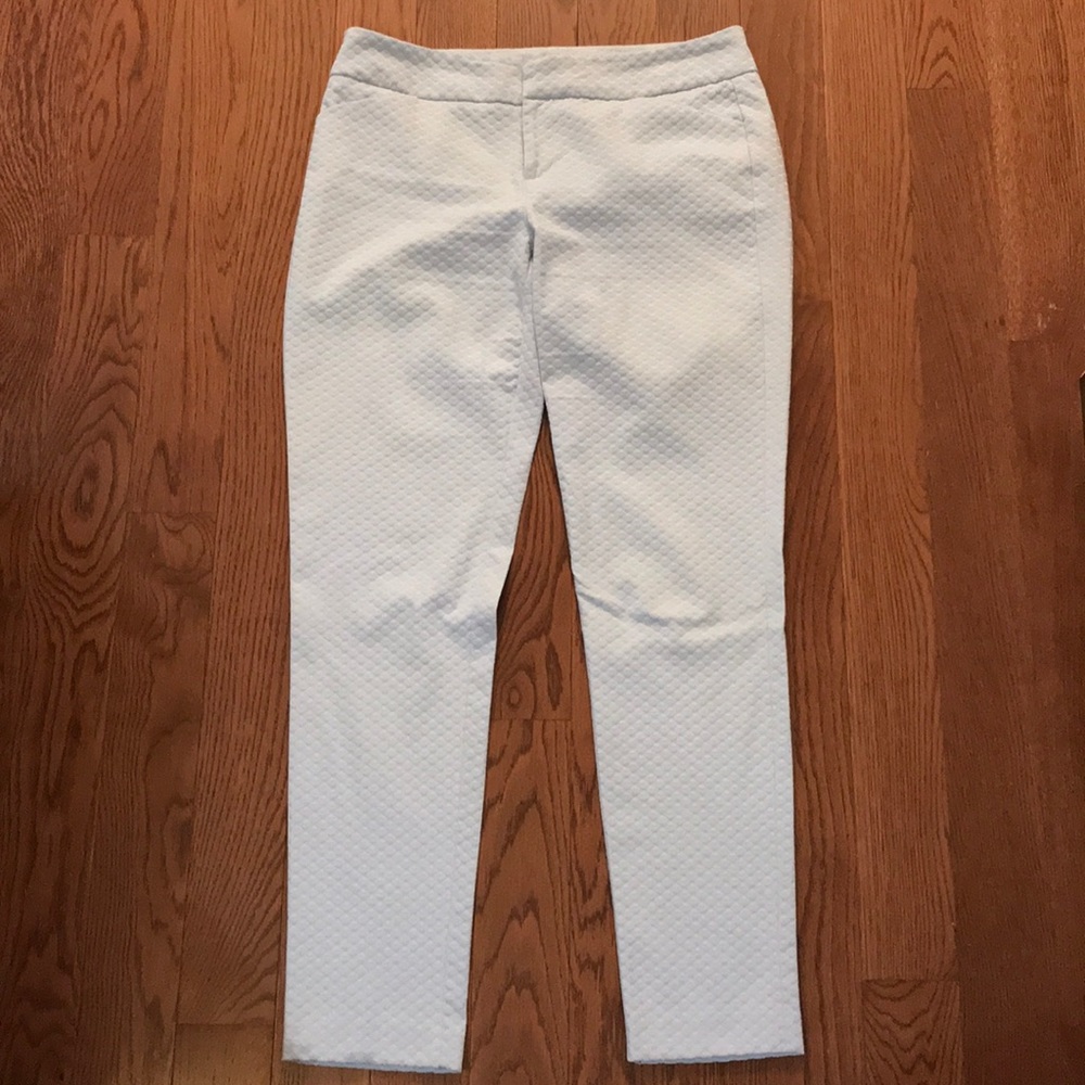 Ecru cotton-blend pants in light blue